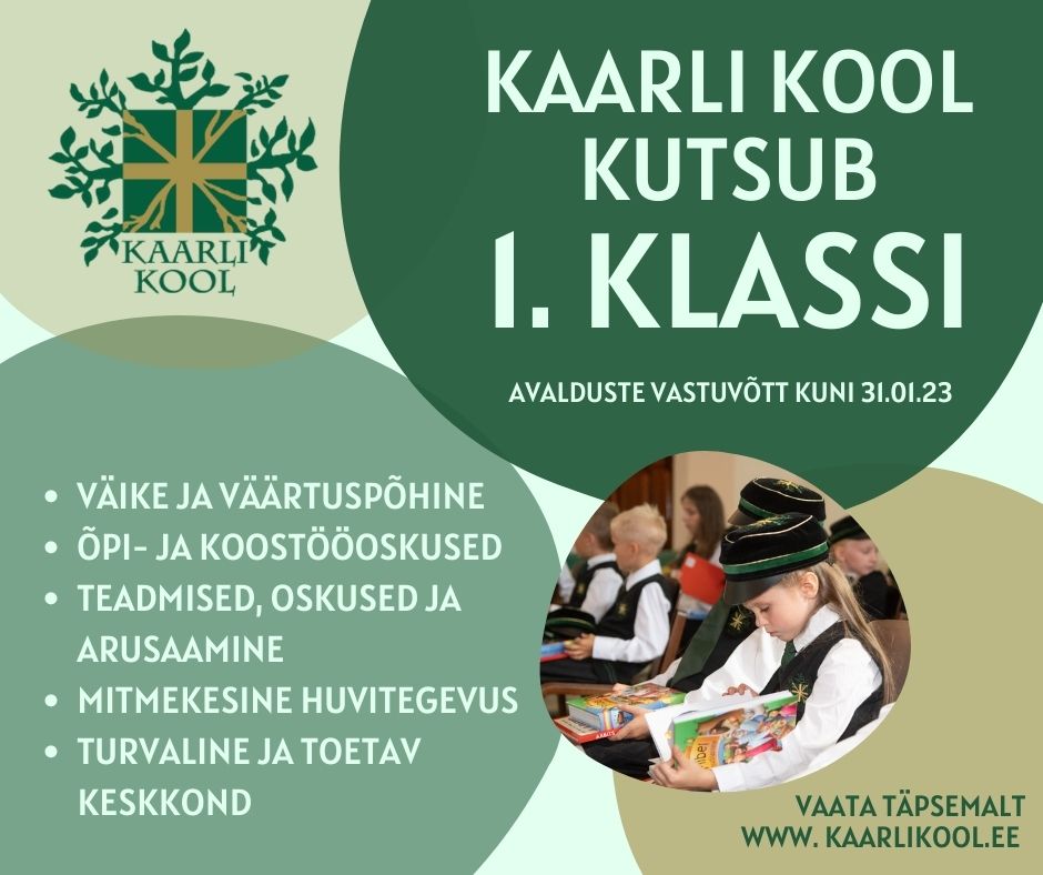 Vastuvõtt 1. klassi on alanud Vastuvõtt 1. klassi on alanud