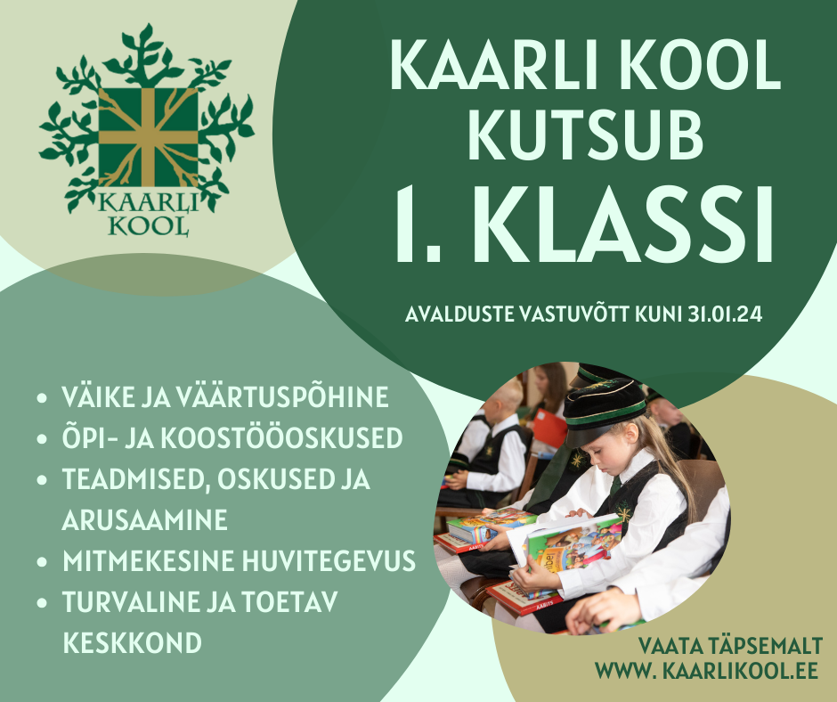 Vastuvõtt 1. klassi on alanud Vastuvõtt 1. klassi on alanud