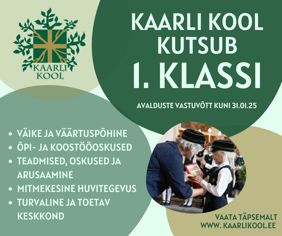 Vastuvõtt Kaarli Kooli esimesse klassi on alanud! Vastuvõtt Kaarli Kooli esimesse klassi on alanud!