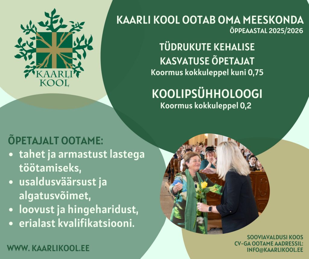 Otsime liikumisõpetajat ja koolipsühholoogi!